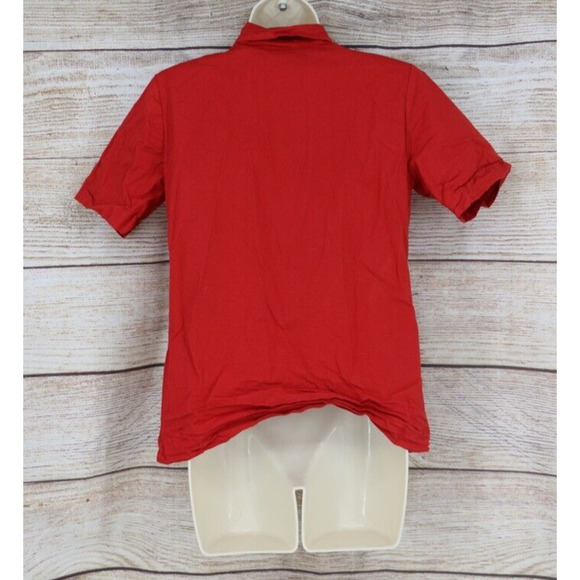 VINTAGE Samantha Edwards Womens Size Small Padded Shoulder Button Down Shirt Red - Picture 6 of 7